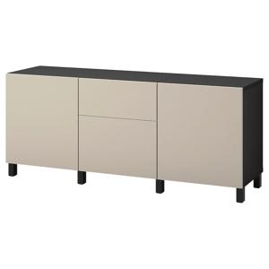 베스토 수납장+서랍2단 180x42x74cm 블랙브라운/라프비켄/라이트그레이베이지