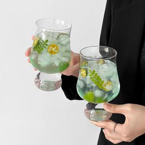 [해외] 드롭 고블렛 아이스 커피잔 칵테일 글라스 카페 유리컵 460ml