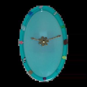 aqua oval clock