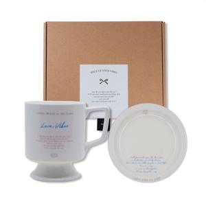 선물세트 피오니 세라믹 레트로 굽머그 250ml + 디저트 플레이트 (1P SET)