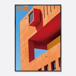 미드센츄리모던 아트포스터 인테리어 액자 도시풍경 VILLARD SQUARE Orange