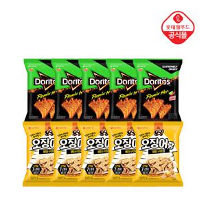 도리토스 플레이밍핫 사우어칠리라임맛 70gx5봉+오잉 오징어랑 버터구이칩 55gx5봉