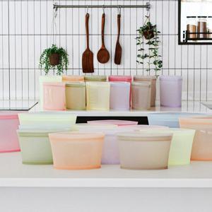 국내산 스탠드형 실리콘 지퍼백 9color 안전한 밀폐 냉장고정리 500~2000ml