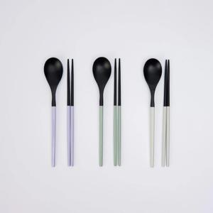 컬러 핸들 블랙 옻칠 어른 수저_2조 세트_3color