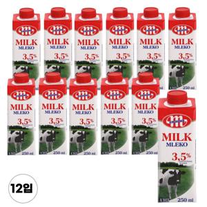 수입 고급 멸균 우유 믈레코 소형 3.5% 250ml*12개