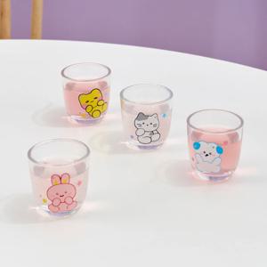 눈반짝 밀크캣 스크래빗 버터군 멍솜이 유리 소주잔 4P SET
