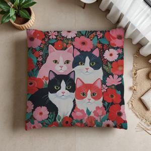 동물 고양이 cat 쇼파 대형 쿠션커버 70x70 린넨 10color
