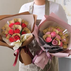 10송이 비누카네이션장미믹스 용돈꽃다발 (3color)