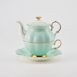 티로직 다이애나 골드림 티포원 스카이블루 1인 찻잔 티팟세트