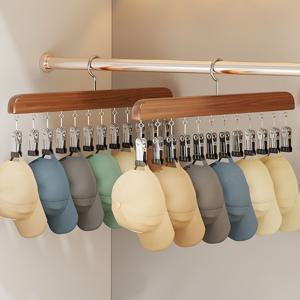 [해외] 1+1 내추럴 우드 다용도 집게형 옷걸이 양말 모자걸이 2colors