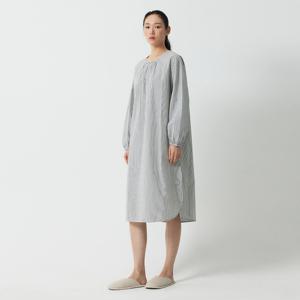 여 60수 코튼 루즈핏 긴팔 파자마 원피스 (3 colors)