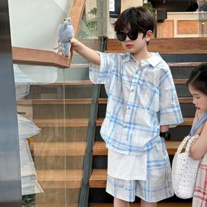 썸머 쿨 체크 상하복 세트 R14207