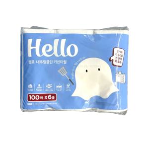 헬로 내추럴클린 키친타올 100매 X 6롤 세트 2겹 키친타월