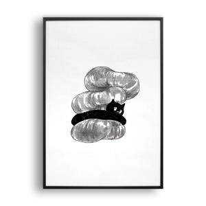 납작복숭아 먹어봤냥 (Art Print) / 일러스트 액자