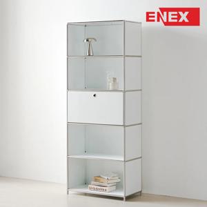 럭스 5단 수납장 문달림 스틸프레임 모듈가구 거실장 퓨어화이트