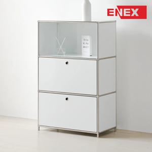 럭스 3단 수납장 스틸프레임 모듈가구 거실장 퓨어화이트