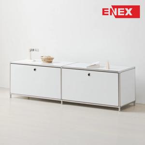 럭스 2단 거실장 스틸프레임 모듈가구 수납장 퓨어화이트