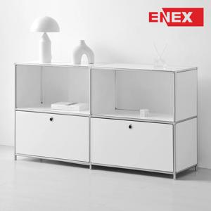 럭스 수납장 거실장 스틸프레임 모듈가구 2x2단 퓨어화이트