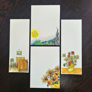 명화 수제 수채화 그림카드 4장 이중섭 고흐 마티스 축하 엽서
