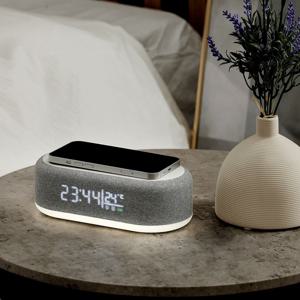 만렙 LED 블루투스 스피커 무드등 무선충전 알람시계