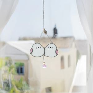 뱁새 커플 썬캐쳐 도어벨 귀여운 스테인드글라스 햇살 감성 창문 인테리어 선물