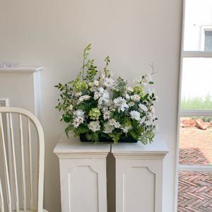 에투알 화이트 블랑슈 스카비오사 조화 센터피스 (가로 60cm) 웨딩 스튜디오 촬영