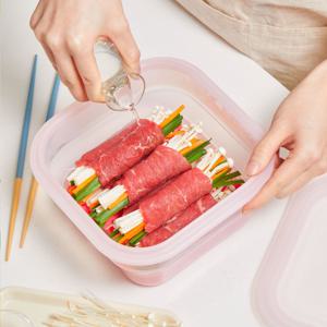 2배 커진 실리콘용기 푸쉬락(지켜락) 대용량 1800ML+스팀트레이 (4color)