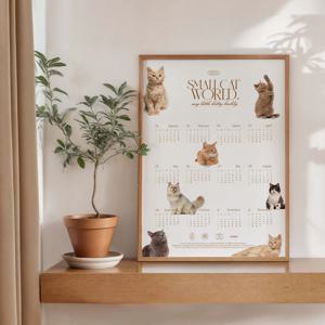 2025년 달력 고양이 벽꾸미기 인테리어 포스터 캘린더  Cat World