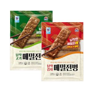 납작 고기메밀전병 1200g*1개+납작 김치메밀전병 1200g*1개