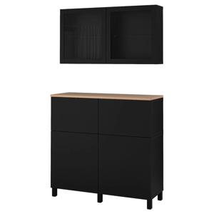 베스토 수납장+서랍세트 120x42x240cm 블랙브라운/블랙브라운