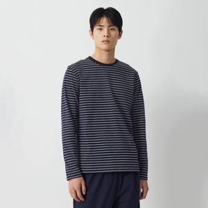 남 스마트 코튼 라운드넥 긴팔 파자마 티셔츠_스트라이프 (2 colors)