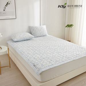 듀라론 냉감 여름 플라워 누빔 침대패드 퀸