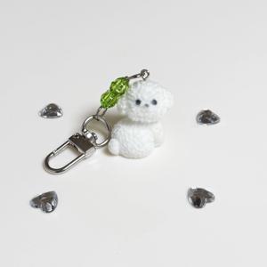 말티즈 네잎클로버 레진 키링 생일 행운 커플 자동차 키홀더 가방 인형 키링줄 미니가방 열쇠