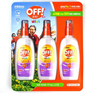 오프 키즈 미스트(177ml x 3개) 해충 진드기 모기기피제 여행 캠핑 휴대용 co