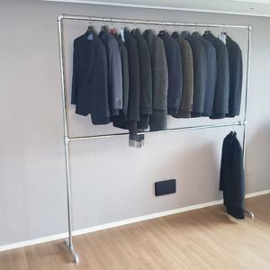 27.2mm두꺼운 철재 파이프행거 2단 와이드 대형 롱코트 스탠드옷걸이 매장용 이동식 헹거