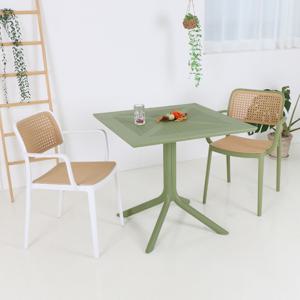 카프리 테이블 800사각 + 마스터암체어 2인 세트 야외 의자 카페 플라스틱 테라스