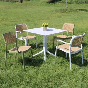 카프리 테이블 800사각 + 마스터암체어 의자 4인 세트 야외 카페 플라스틱 테라스