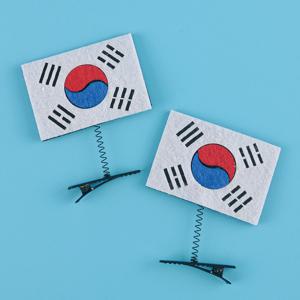 미니 태극기 머리핀 2개입 국경일 행사 소품 스포츠 웅원 경기 장식