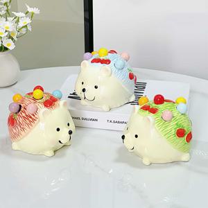 [해외] 귀여운 고슴도치 도자기 디저트 포크 예쁜 과일 티포크 6P 세트 3colors