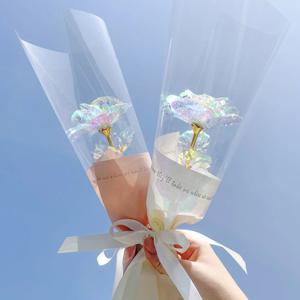 홀로그램 LED 장미 한송이 포장키트 소품 조화 꽃 기념일 선물 2types