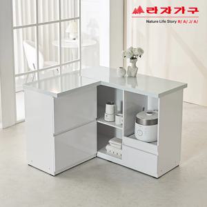 리브 엘로디 대리석 코너형 ㄱ자 아일랜드 렌지대 빅서랍 홈바