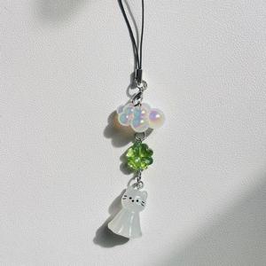 구름 네잎클로버 고양이 키링 생일 행운 커플 자동차 키홀더 가방 인형 키링줄 미니가방 열쇠