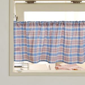 바란스커튼 파스텔체크 블루 6size 주방 미니 중문 베란다 봉집 가리개 가림막 커텐