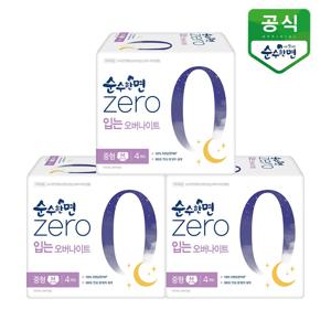순수한면 생리대 제로 입는 오버나이트 중형 4P x 3팩
