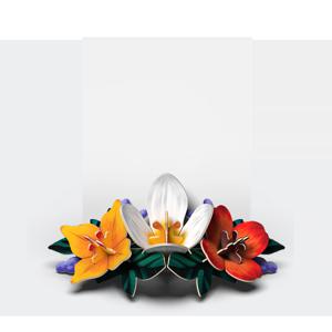 3D Paper Card - Mixed flower bouquet / Realistic