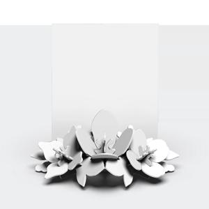 3D Paper Card - Mixed flower bouquet / White