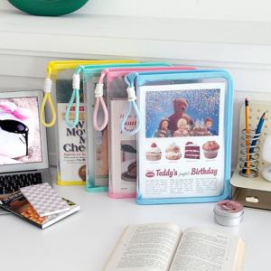 파스텔 A4 파일북 손잡이 투명 파일 보관가방 서류정리 투명파우치