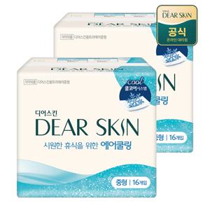 디어스킨 에어쿨링 여름 생리대 중형 16P x 2팩