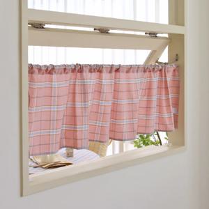 바란스커튼 파스텔체크 핑크 6size 주방 미니 중문 베란다 봉집 가리개 가림막 커텐