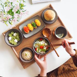 스톤질감이 멋진 브라운스톤 1인 혼밥 그릇세트 6P
